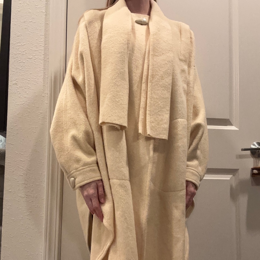 Late 70s/Early 80s Vintage Cream Wool Cape Coat by Capri, One Size Fits Most